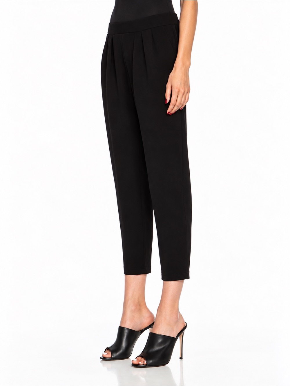 Nili Lotan Black Stretch Crepe Slouchy Crop Pants Small